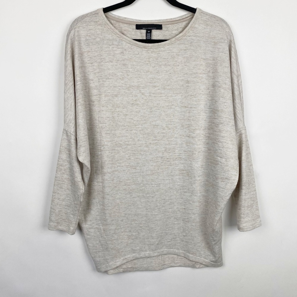 White‎ House Black Market Beige Knit Dolman Sleeve Sweater Womens XS Relaxed